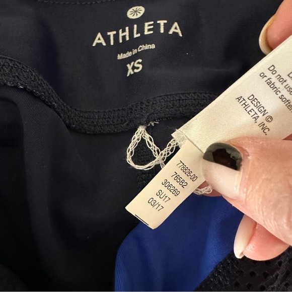 Athleta Trissential Crop Leggings & sports bra set Colorblock Blue/Peach - Picture 8 of 12